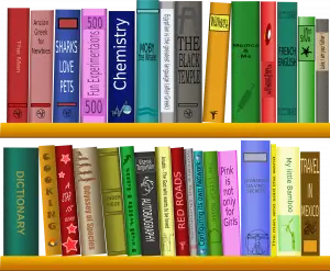 Colorful books on shelf